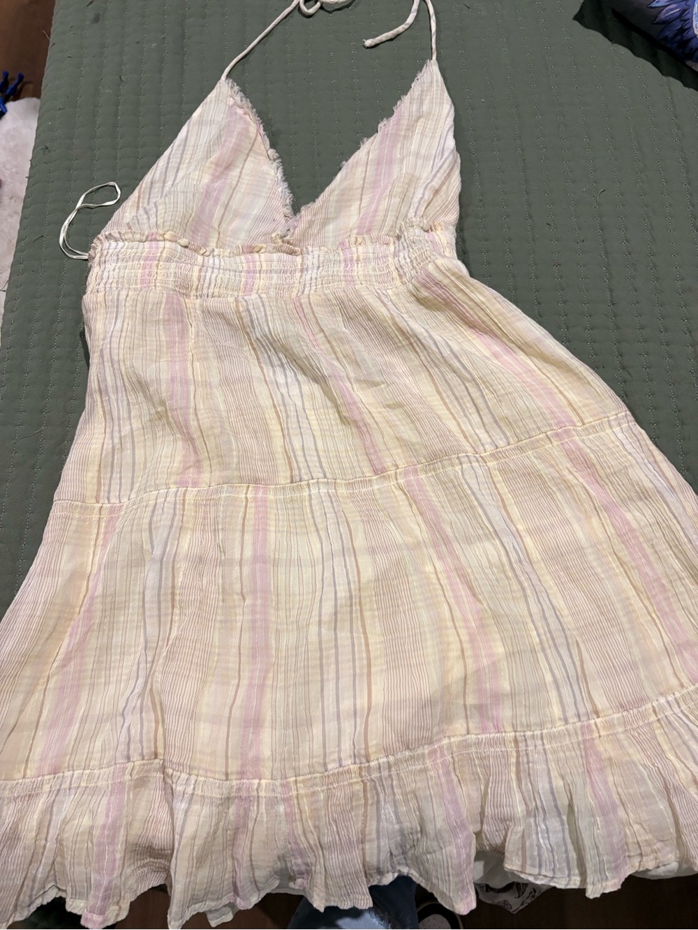 Kimchi Blue Pastel Pink and Cream Striped Halter Chemise